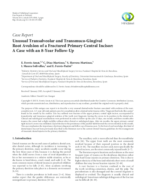 (PDF) Case Report Unusual Transalveolar and Transmuco-Gingival Root ...
