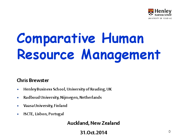 (PDF) Comparative Human Resource Management