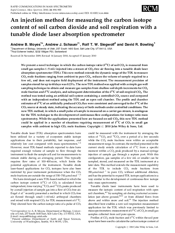(PDF) An injection method for measuring the carbon isotope content of ...