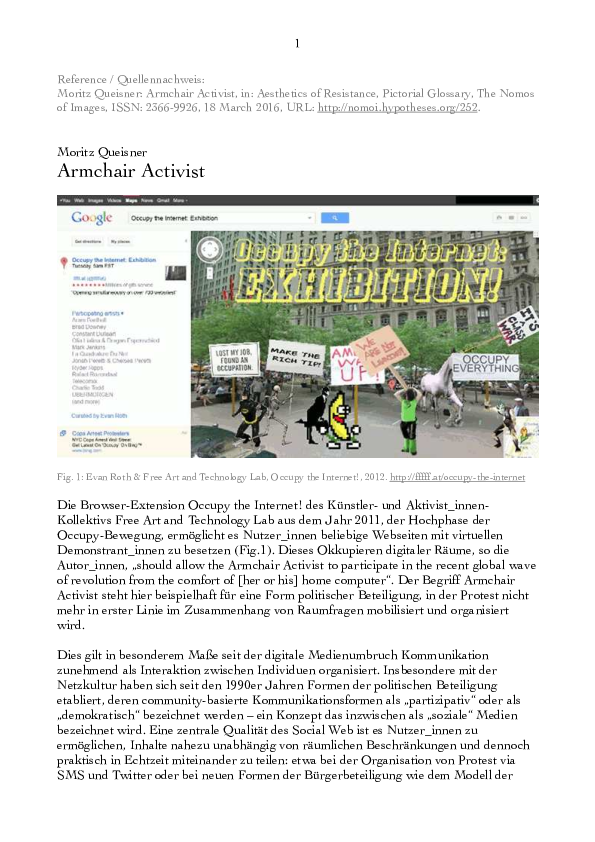Armchair Activist Moritz Queisner Academia.edu