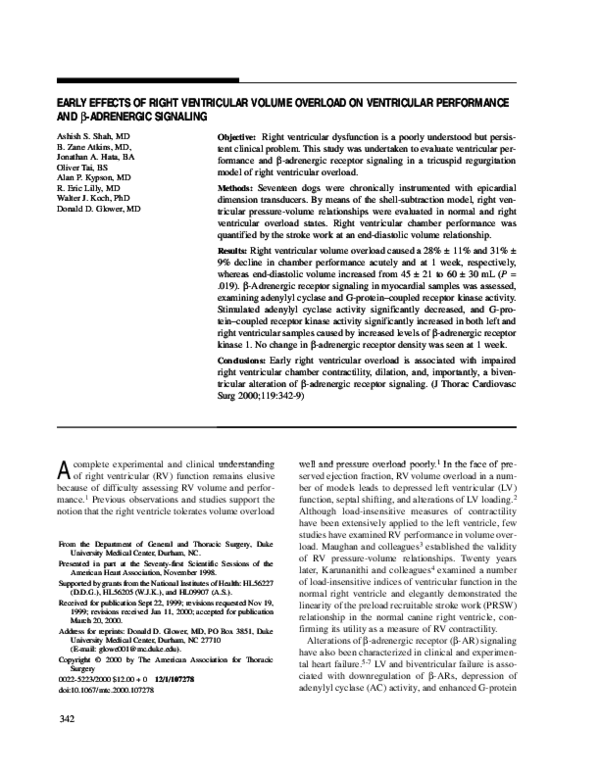 (PDF) Early effects of right ventricular volume overload on ventricular ...