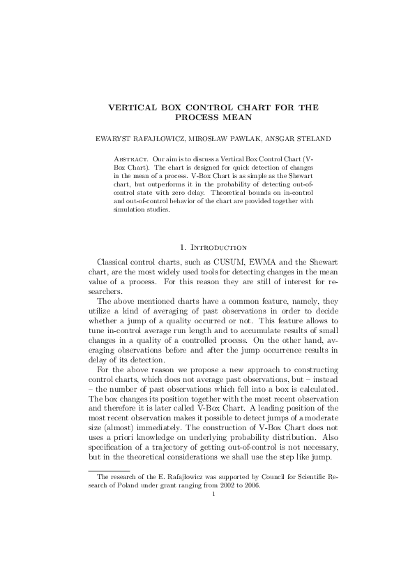 (PDF) Vertical Box Control Chart for the Process Mean