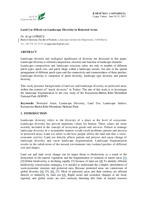(PDF) Land Use Effects on Landscape Diversity in Protected Areas