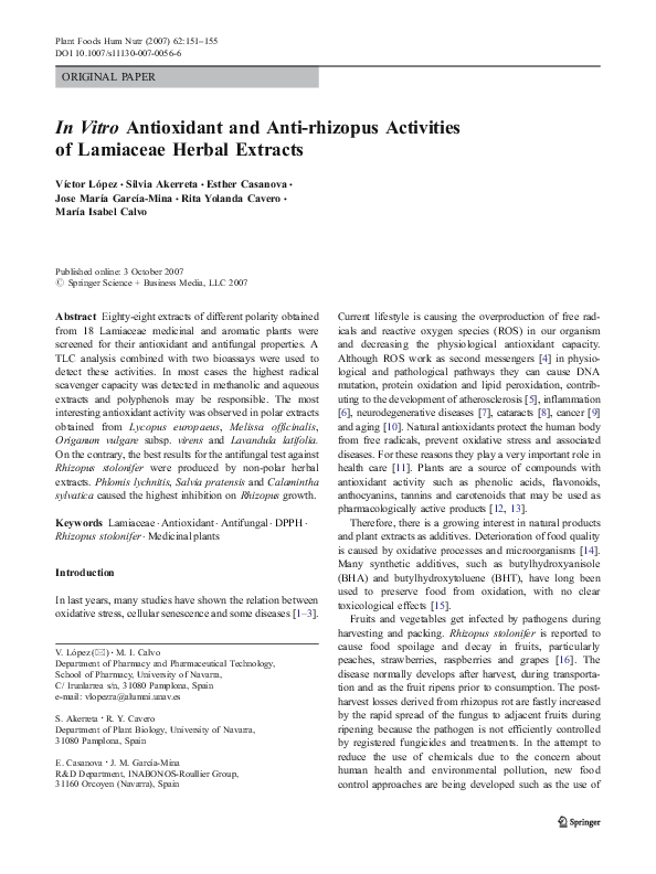 (PDF) In Vitro Antioxidant and Anti-rhizopus Activities of Lamiaceae ...