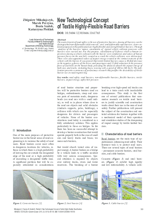 New Technological Concept of Textile Highly-Flexible Road Barriers