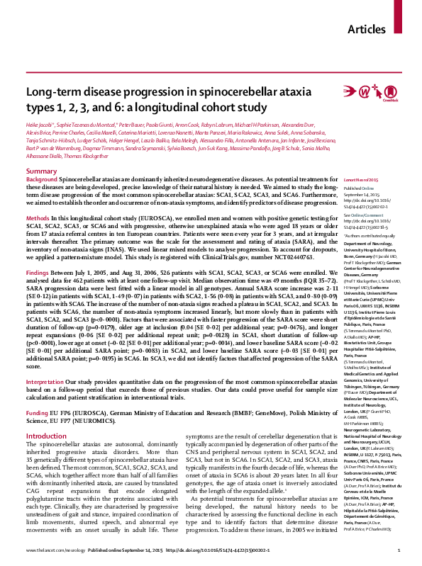 (PDF) Articles Long-term disease progression in spinocerebellar ataxia ...
