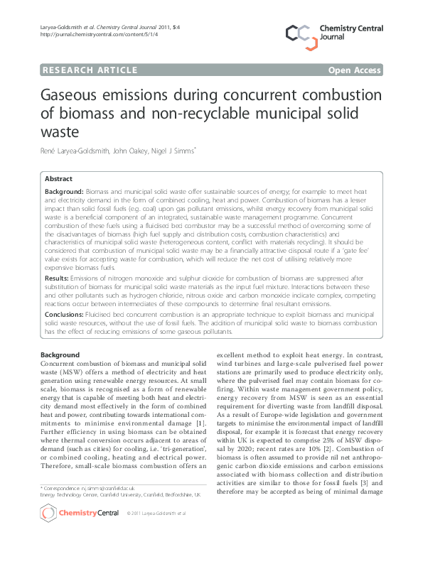 (PDF) Gaseous emissions during concurrent combustion of biomass and non ...