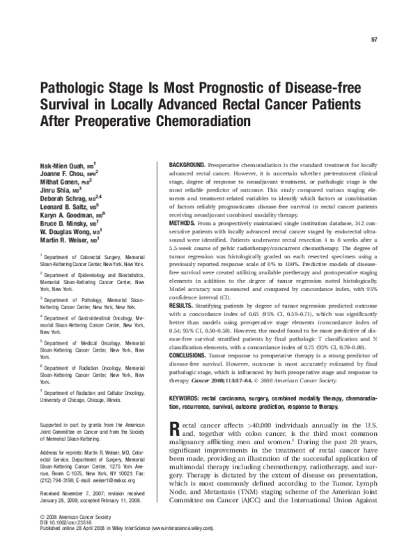 (PDF) Pathologic stage is most prognostic of disease‐free survival in ...