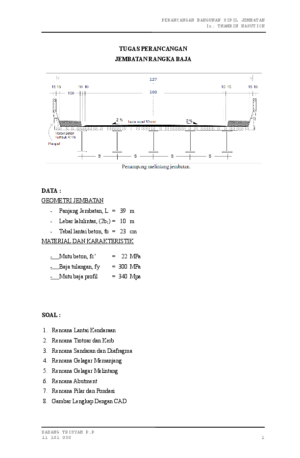 Doc Perancangan Bangunan Sipil Jembatan P Anggi Aulia Lubis Academia Edu