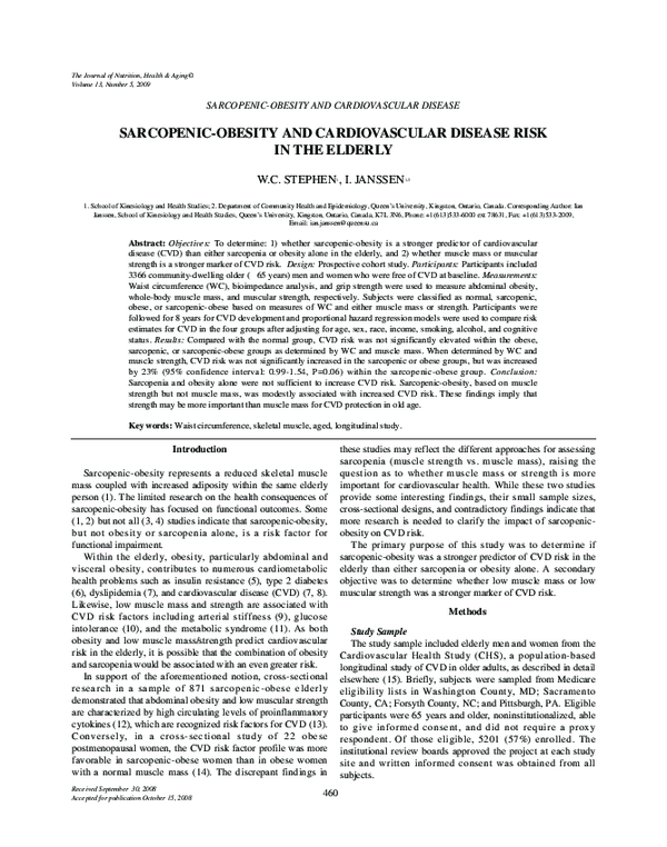 (PDF) Sarcopenic-obesity and cardiovascular disease risk in the elderly