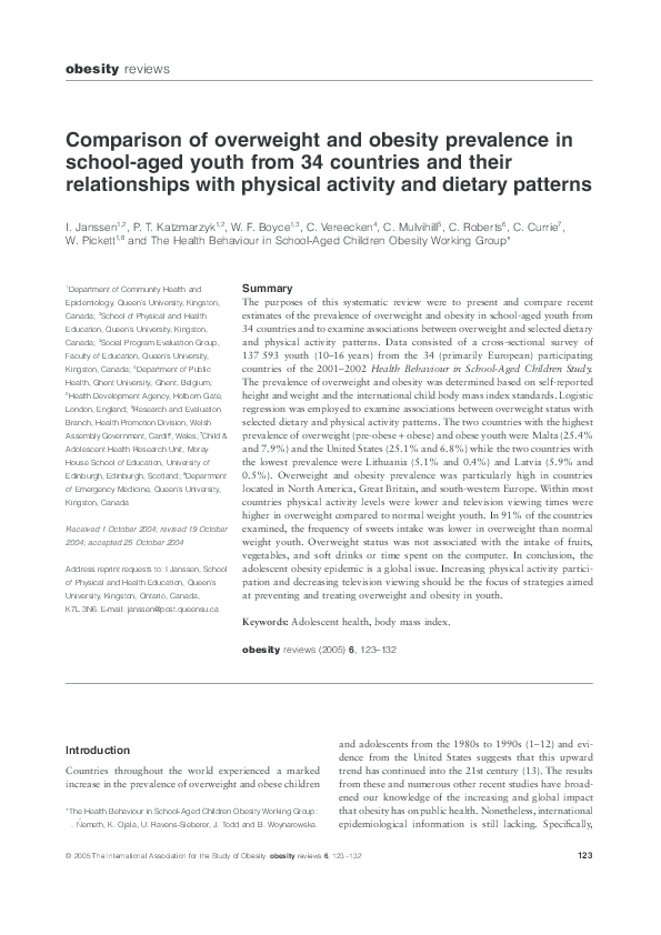 (PDF) Comparison of overweight and obesity prevalence in school-aged ...