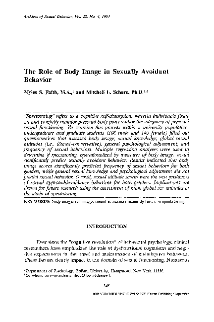 (PDF) The role of body image in sexually avoidant behavior