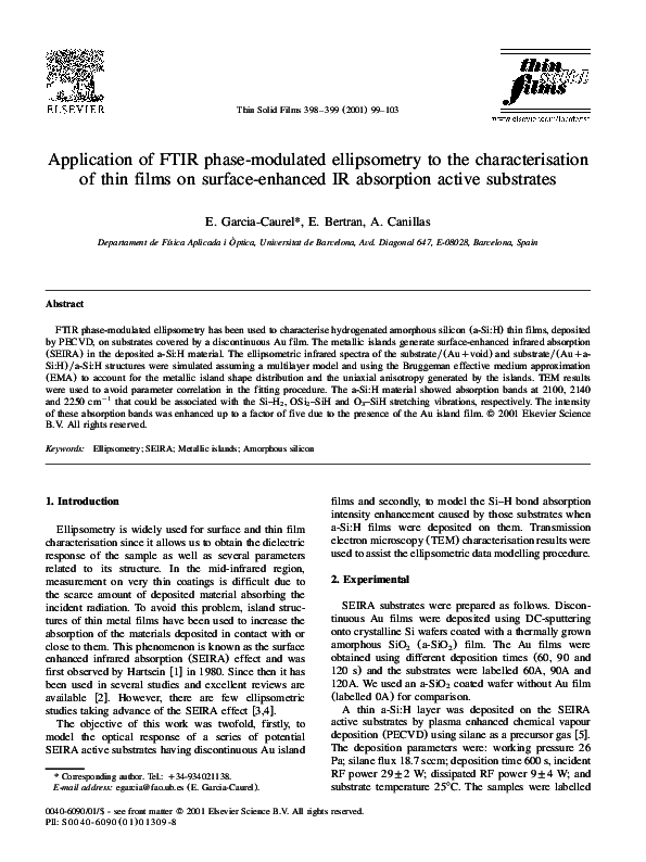 (PDF) Application of FTIR phase-modulated ellipsometry to the ...