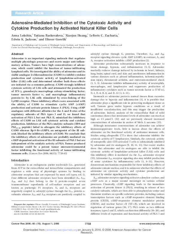 (PDF) Adenosine-Mediated Inhibition of the Cytotoxic Activity and ...