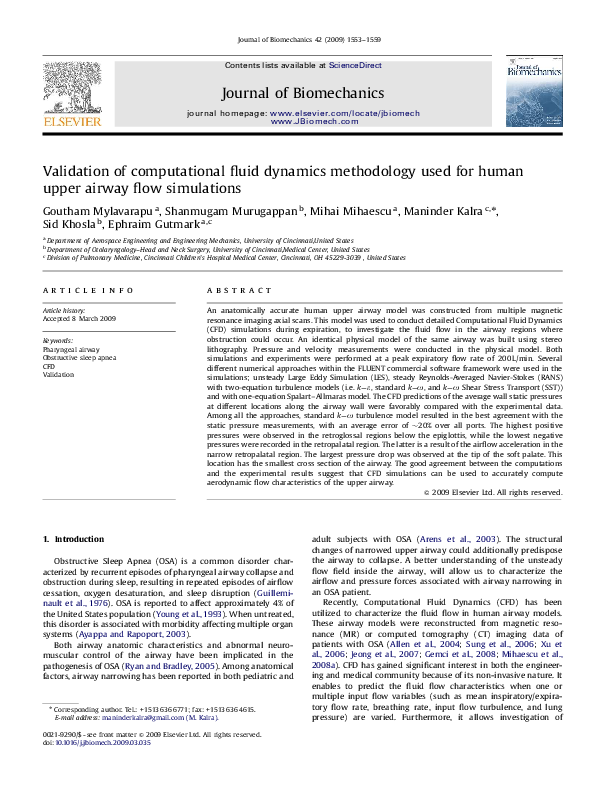 (PDF) Validation of computational fluid dynamics methodology used for ...