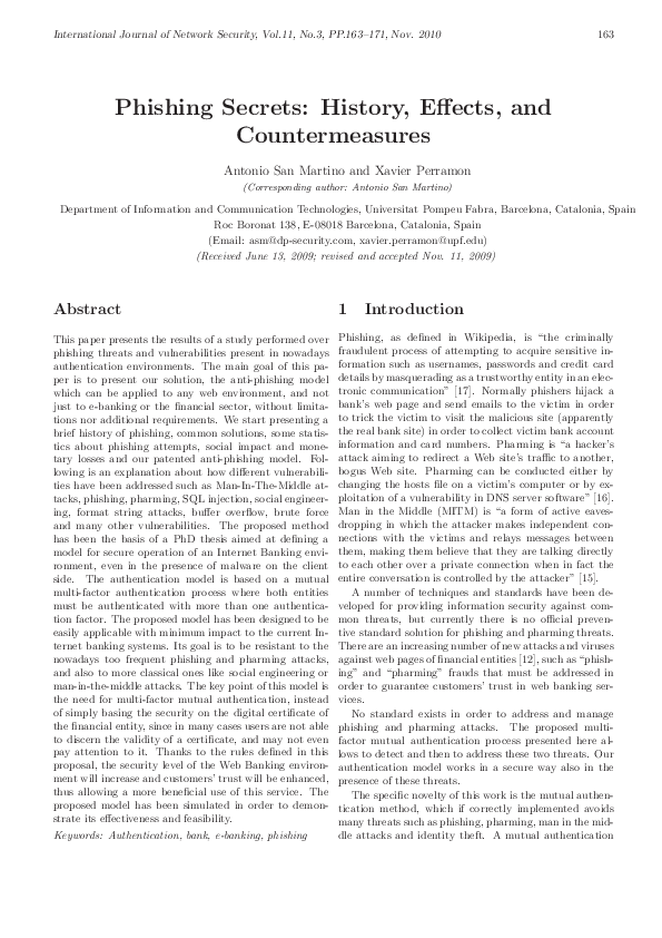 (PDF) Phishing Secrets History, Effects, Countermeasures Xavier Perramon Academia.edu