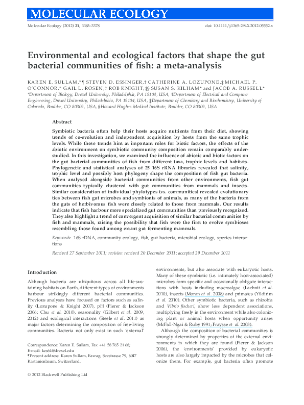 (PDF) Environmental and ecological factors that shape the gut bacterial ...