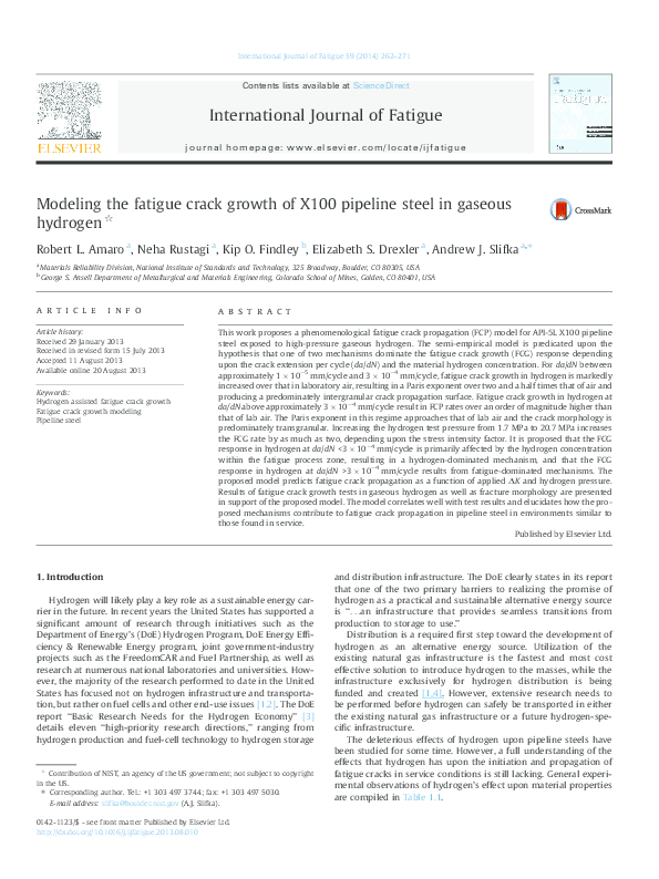 (PDF) Fatigue crack growth modeling of pipeline steels in high pressure ...