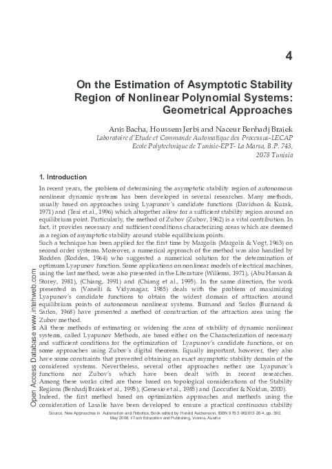 (PDF) On the Estimation of Asymptotic Stability Region of Nonlinear ...