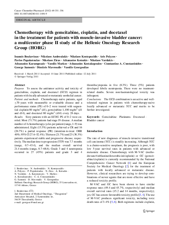 (PDF) Chemotherapy with gemcitabine, cisplatin, and docetaxel in the ...