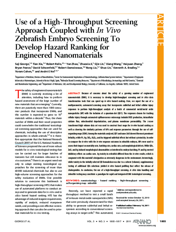 (PDF) Use of a High-Throughput Screening Approach Coupled with In Vivo ...