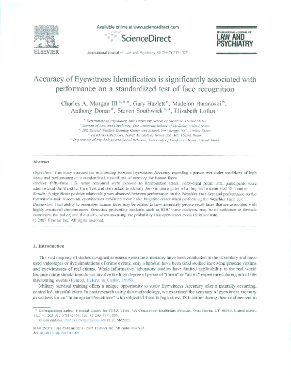(PDF) Accuracy of Eyewitness Identification is significantly associated ...