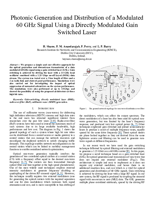 (PDF) Photonic generation and distribution of a modulated 60 GHz signal ...