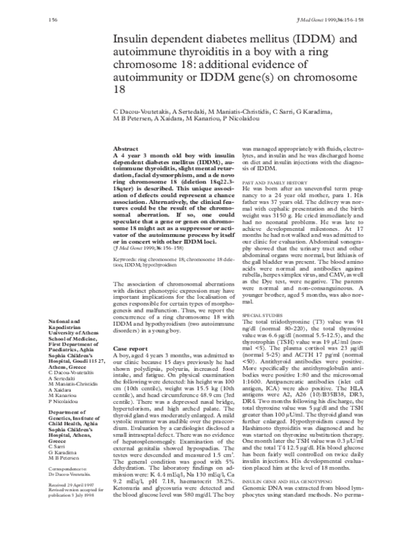 (PDF) Insulin dependent diabetes mellitus (IDDM) and autoimmune ...