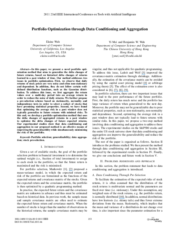 (PDF) Portfolio Optimization through Data Conditioning and Aggregation