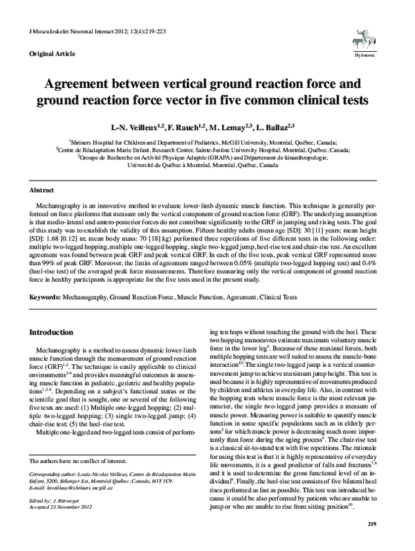 (PDF) Agreement between vertical ground reaction force and ground ...