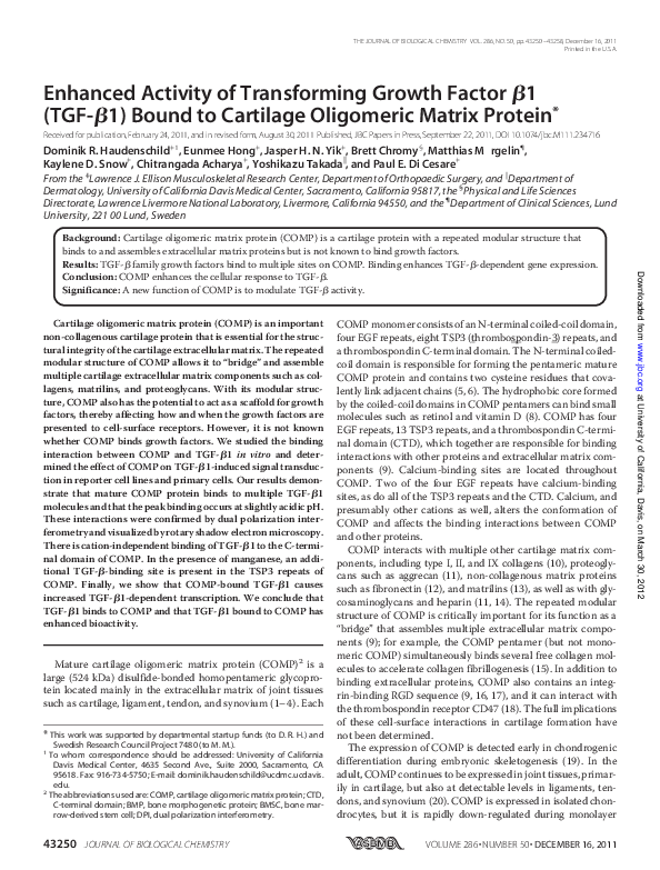 (PDF) Enhanced Activity of Transforming Growth Factor 1 (TGF- 1) Bound ...