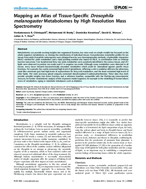 (PDF) Mapping an Atlas of Tissue-Specific Drosophila melanogaster ...
