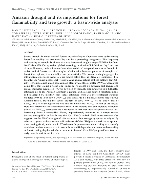 (PDF) Amazon drought and its implications for forest flammability and ...