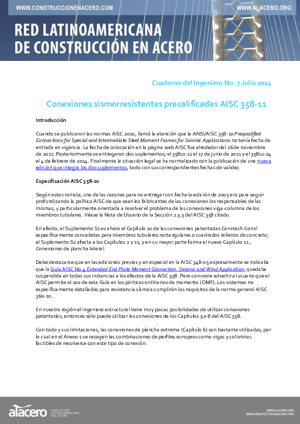 (PDF) Conexiones sismorresistentes precalificadas AISC 358-11