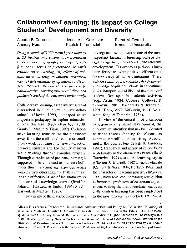 (PDF) Collaborative learning: Its impact on college students ...