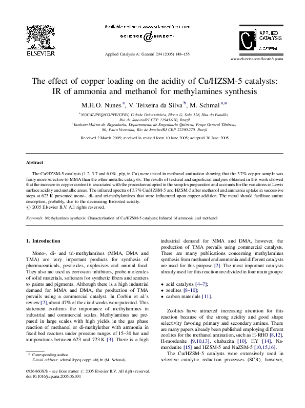 (PDF) The effect of copper loading on the acidity of Cu/HZSM-5 ...