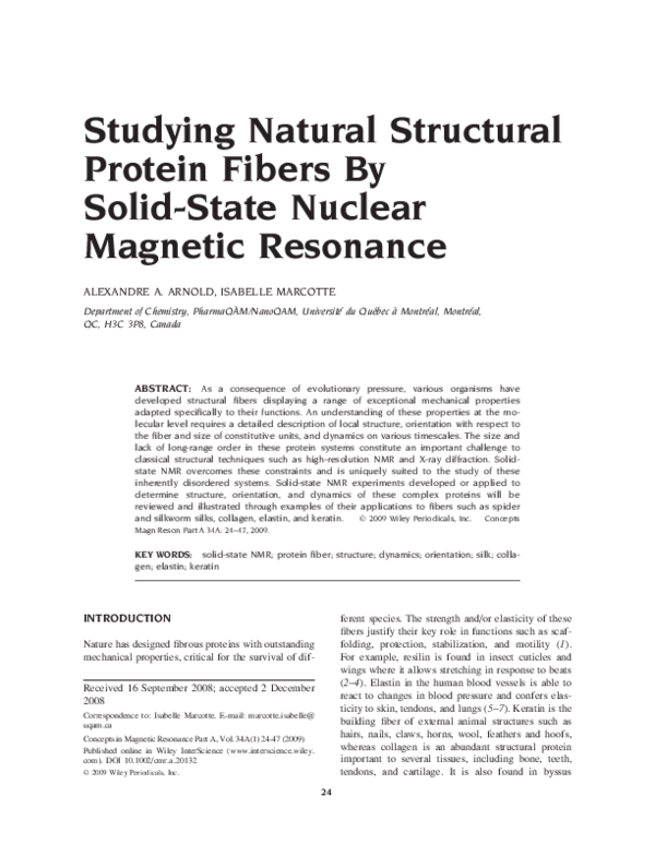(PDF) Studying natural structural protein fibers by solidstate nuclear