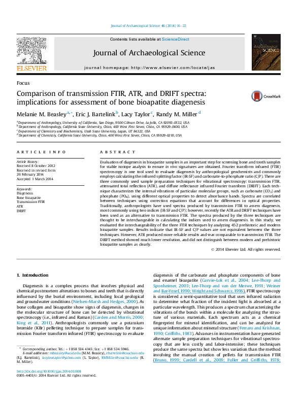 (PDF) Comparison of transmission FTIR, ATR, and DRIFT spectra implications for assessment of