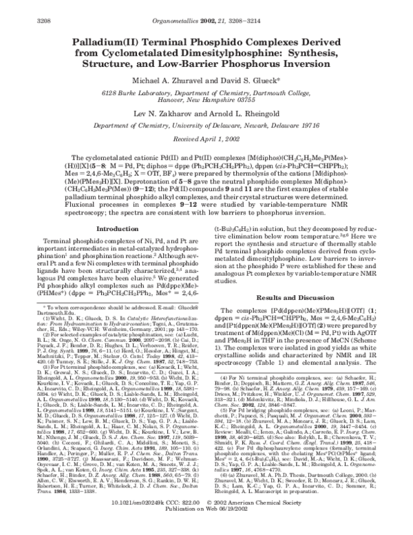 (PDF) Palladium(II) Terminal Phosphido Complexes Derived from ...