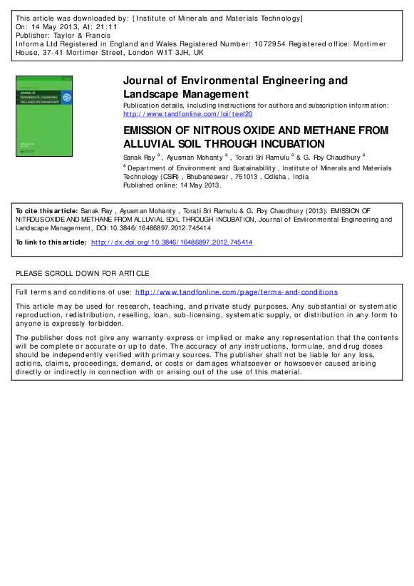 (PDF) Emission of nitrous oxide and methane from alluvial soil through ...