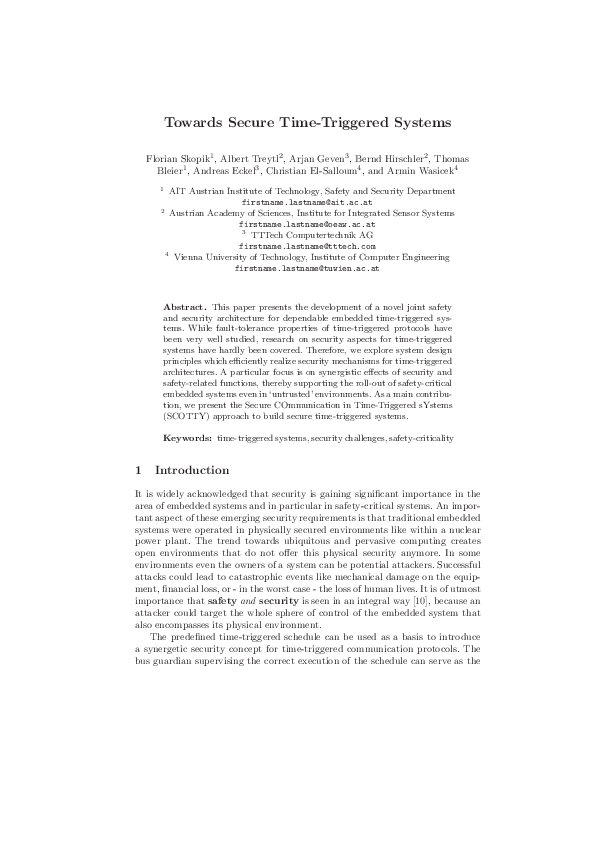 (PDF) Towards Secure Time-Triggered Systems