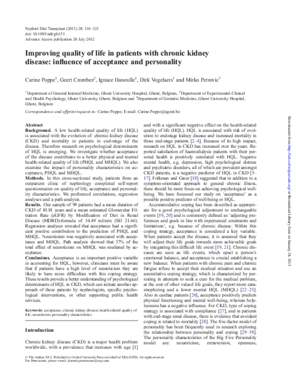 (PDF) Improving quality of life in patients with chronic kidney disease ...