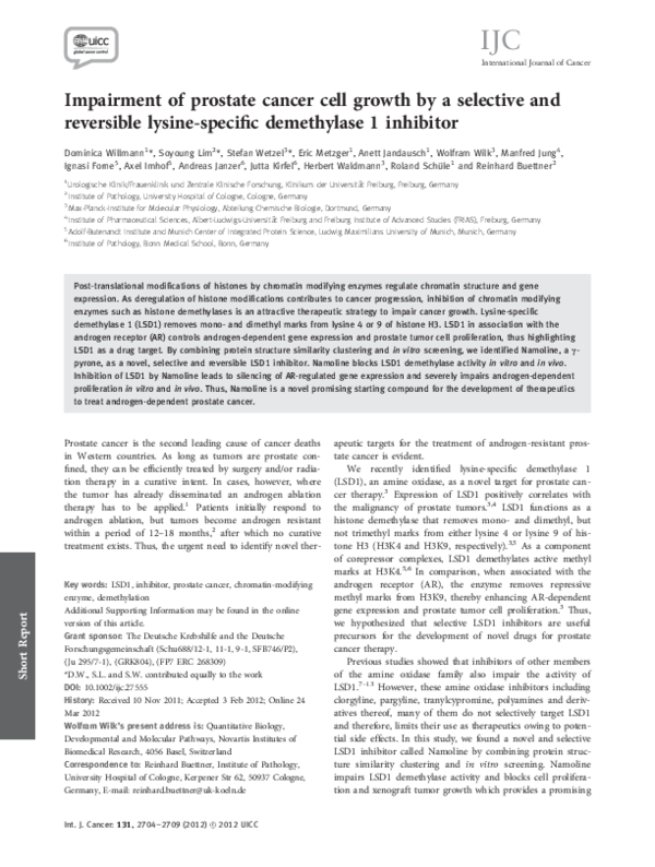 (PDF) Impairment of prostate cancer cell growth by a selective and ...