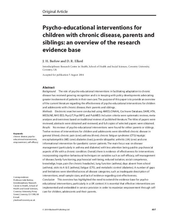 Educational Interventions for Chronic Disease Prevention: A Comprehensive Overview