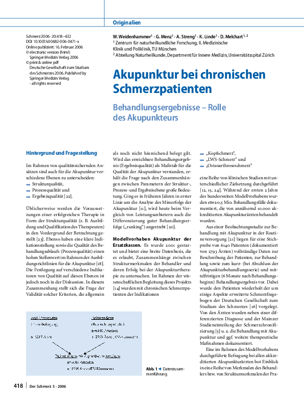 (PDF) [Acupuncture for chronic pain patients. Treatment outcomes--the ...