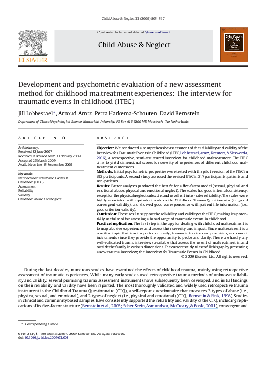 (PDF) Development and psychometric evaluation of a new assessment ...