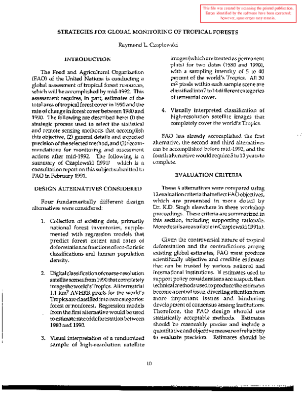 (PDF) Strategies for Global Monitoring of Tropical Forests