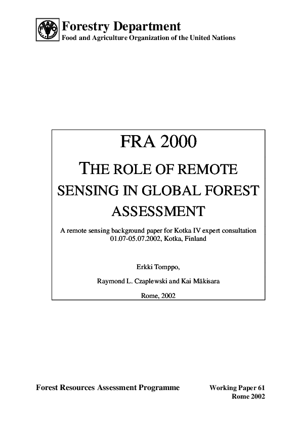 (PDF) The role of remote sensing in global forest assessments