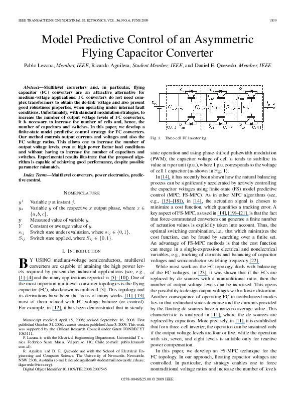(PDF) Model Predictive Control of an Asymmetric Flying Capacitor Converter