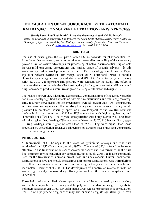 (PDF) Formulation of 5-FLUOROURACIL by the Atomized Rapid Injection ...